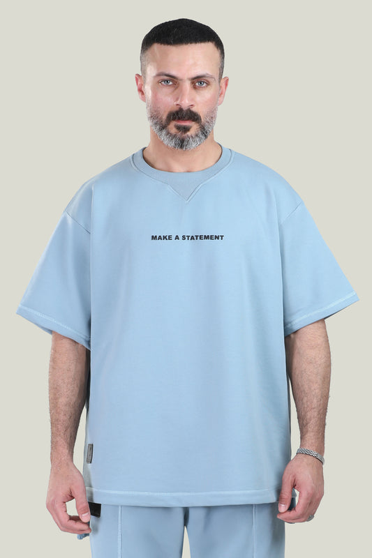Comfort Fit - MNML Pale Blue T-shirt - French Terry